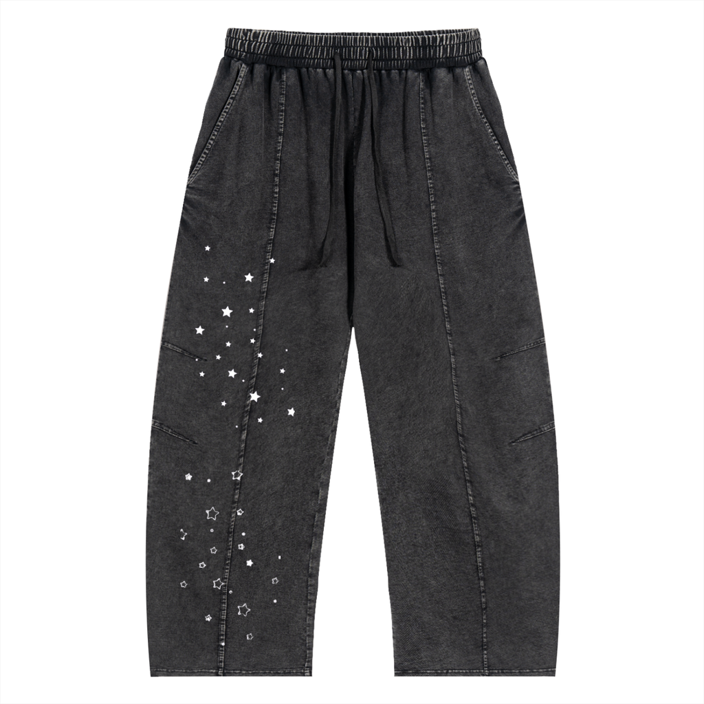 Snow Wash Drawstring Cotton Pants