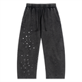 Snow Wash Drawstring Cotton Pants