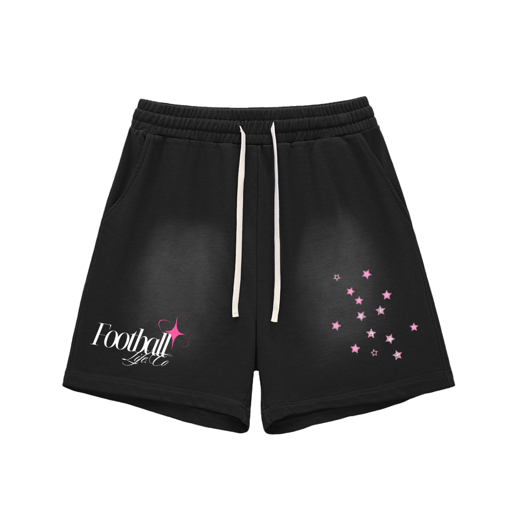 Sun Fade Raw Edge Cotton Shorts