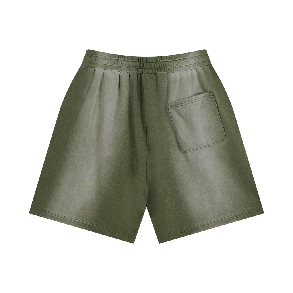 Camo Sun Fade Distressed Shorts